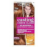 L'Oreal Paris Casting Creme Gloss semi-permanent hair dye, Blends away grey hair leaving a radiant hair colour, Brown hair dye, 734 Rich Honey Blonde, 1 Count (Pack of 1)