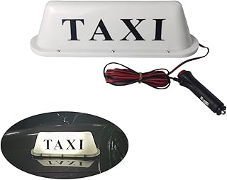 12V TAXI Sign Light For Car,3-Meter Connecting Line TAXI Cab Roof Top Illuminated Sign,Waterproof TAXI Sign Light With Magnetic Base.White Light And White Shell TAXI Light