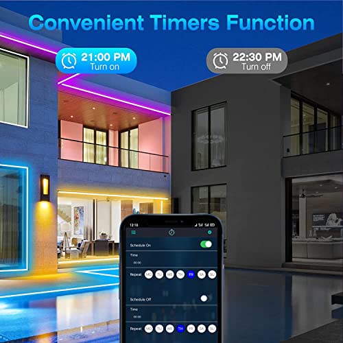 Goadrom Outdoor Led Strip Lights, 66Ft Music Sync Rgb Led Strip Lights With App Remote Control, Waterproof Color Changing Dimmable Tape Exterior Lighting Kit For Balcony,Deck,Roof,Garden,Pool #TOP5