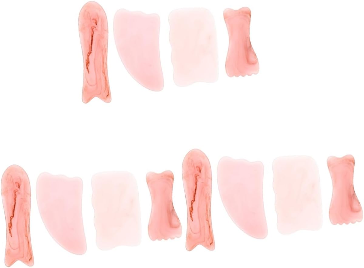 Beavorty 12pcs Bian Gua Sha Tool for Face Neck Hand Feet Resin Scraping Board Massager