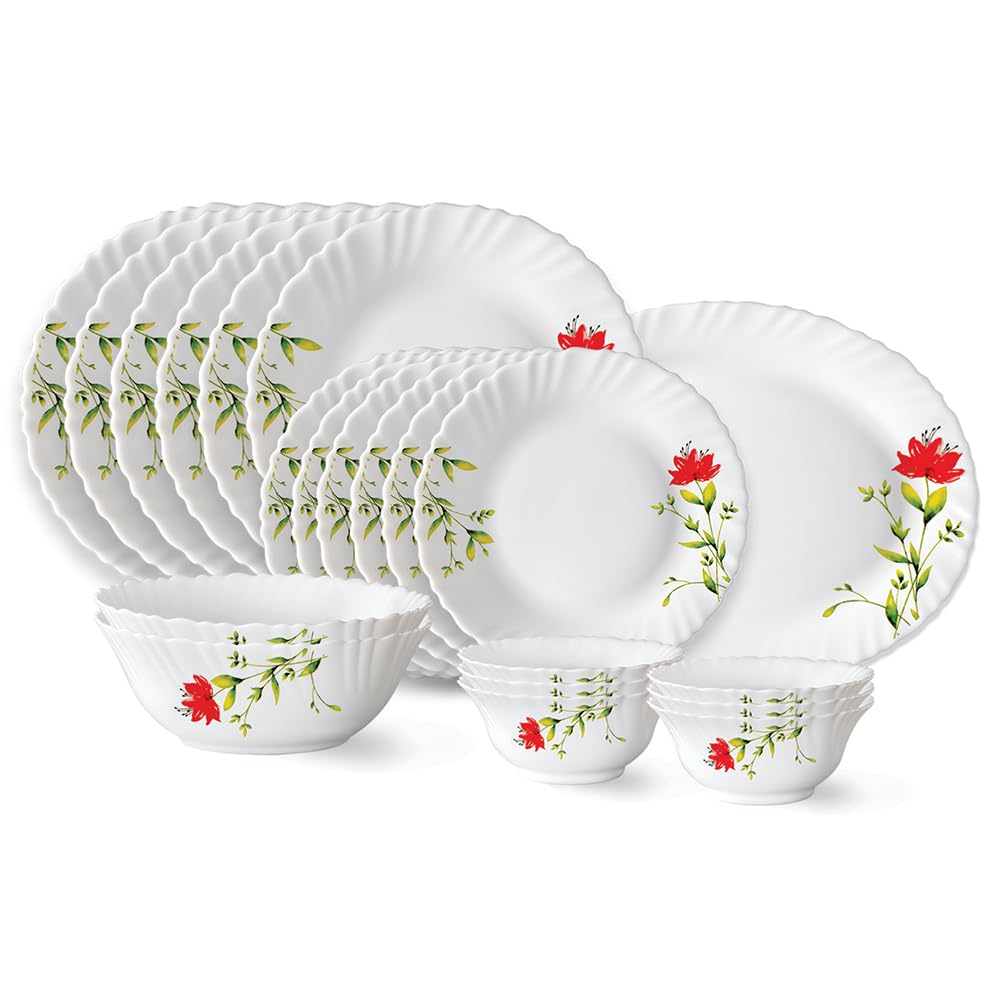 Larah By Borosil Oriental Fluted Series Opalware Dinner Set 21