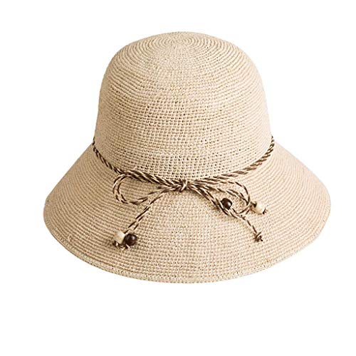 Paille d'été classique pour femmes chapeau de soleil beige à bord large