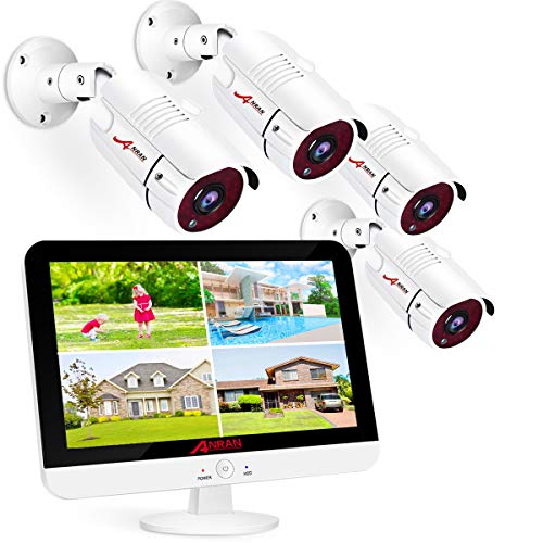[5MP-Lite DVR Pre-Install 1TB HDD] ANRAN 1080P Security Camera System Home CCTV 13  LCD DVR Recorder 4pcs 1080P Indoor Outdoor Surveillance Cameras with Night Vision, Easy Remote Access, Motion Alert
