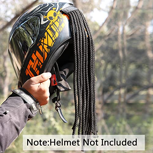 Image of Grandbiker Polyester Universal Design Predator Dreadlocks /Add-On Hair Attachment for Rider Helmet, Black and Neon 6 mm predator with 24 hair length ( Helmet not incluted)