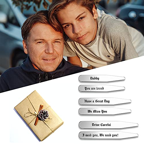 Personalized Master Free Engraving Custom 6-12pcs 3 Sizes Stainless Steel Collar Stays Mens Dress Shirt Bones Stiffeners+Gift Box - Thumbnail 4
