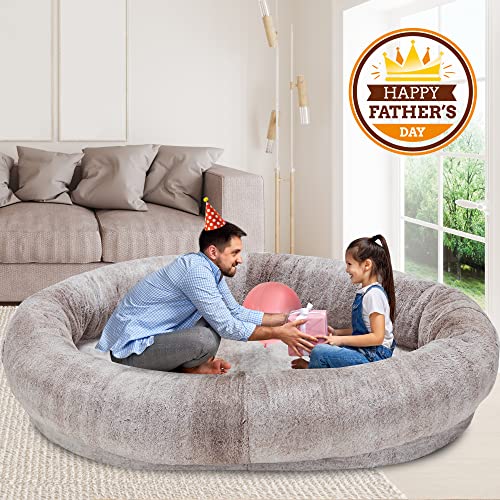 Homguava Large Bean Bag Bed For Humans Beanbag Dog Bed Human-Sized Large Dog Bed For Adults, Pets, 72"X48"X10" Large Size With Plain Color Blanket(Large, Gradient Brown) #TOP1