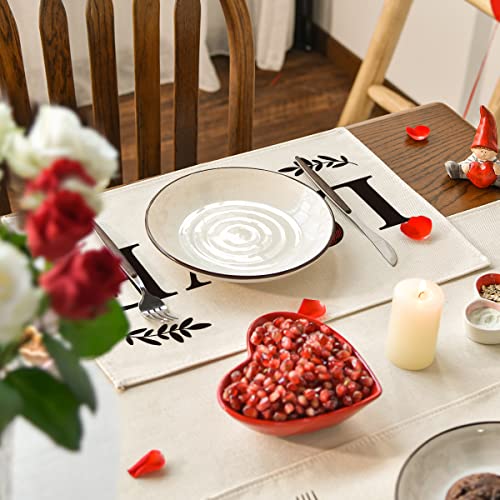 Artoid Mode Love Home You & Me Be Mine Valentine's Day Placemats For Dining Table, 12 X 18 Inch Spring Holiday Rustic Washable Table Mats Set Of 4 #TOP16