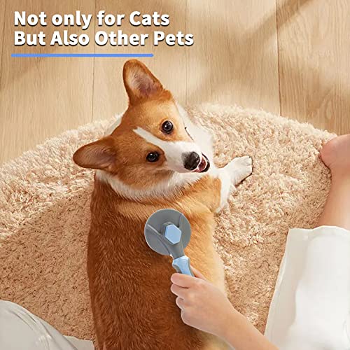 5. Bild von Katzenbürste Hundebürste, Selbstreinigung Hunde Katzen Bürste für Langhaar/Kurzhaar, Katzenkamm mit Griff, Bürste für Die Haustierpflege zum Entfernen von Unterfell, Losem Fell und Schmutz - Grau