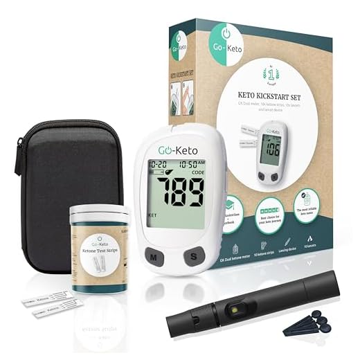 Medidor de cetonas Go-Keto (mg/dl) – Medidor de cetonas con 10 tiras reactivas – Mide fácilmente la cetosis para la dieta cetogénica