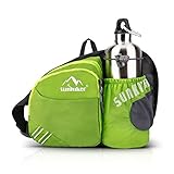 Outdoor Waist Bag, Sunhiker Sports Water Resistant Waist Pack with Water Bottle (Not Included) Holder, Running Belt Bag Pouch Fanny Pack for Hiking Running Cycling Camping Climbing Travel(Green)