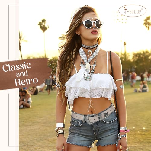 JASGOOD Women Western Leather Belts Ladies Vintage Design Waist Belt for Pants Jeans Dresses4