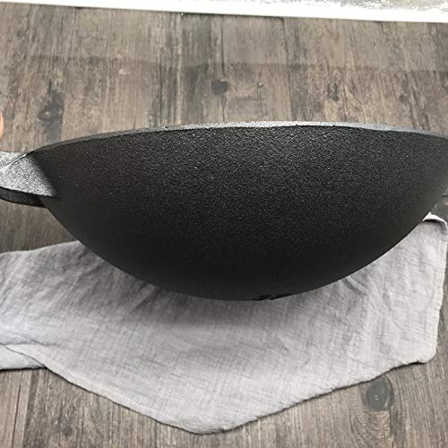 Wok de hierro fundido con tapa de madera y dos asas miniatura 4