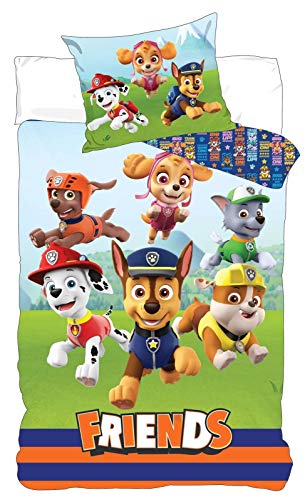 Parure de Lit Pat Patrouille Réversible pour Petit Lit - Housse de Couette 100x135 cm et Taie d'Oreiller 40x60 cm