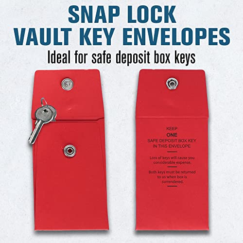 BankSupplies Envelopes de chave de estoque | Envelope compacto vermelho para depósito | Pacote com 2