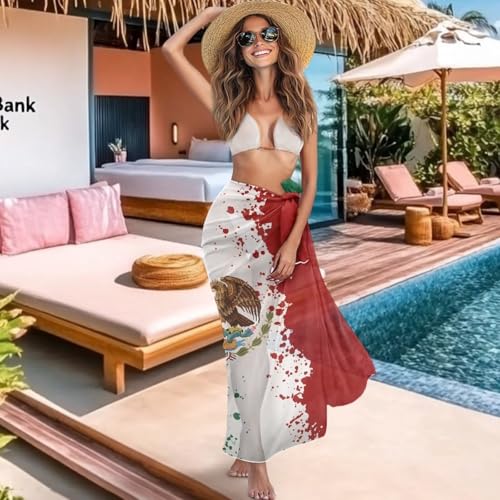 Flag Print Sarong Bathing Suit Cover Up for Women Long Pareo Beach Wraps Swimsuit Coverup Skirt3
