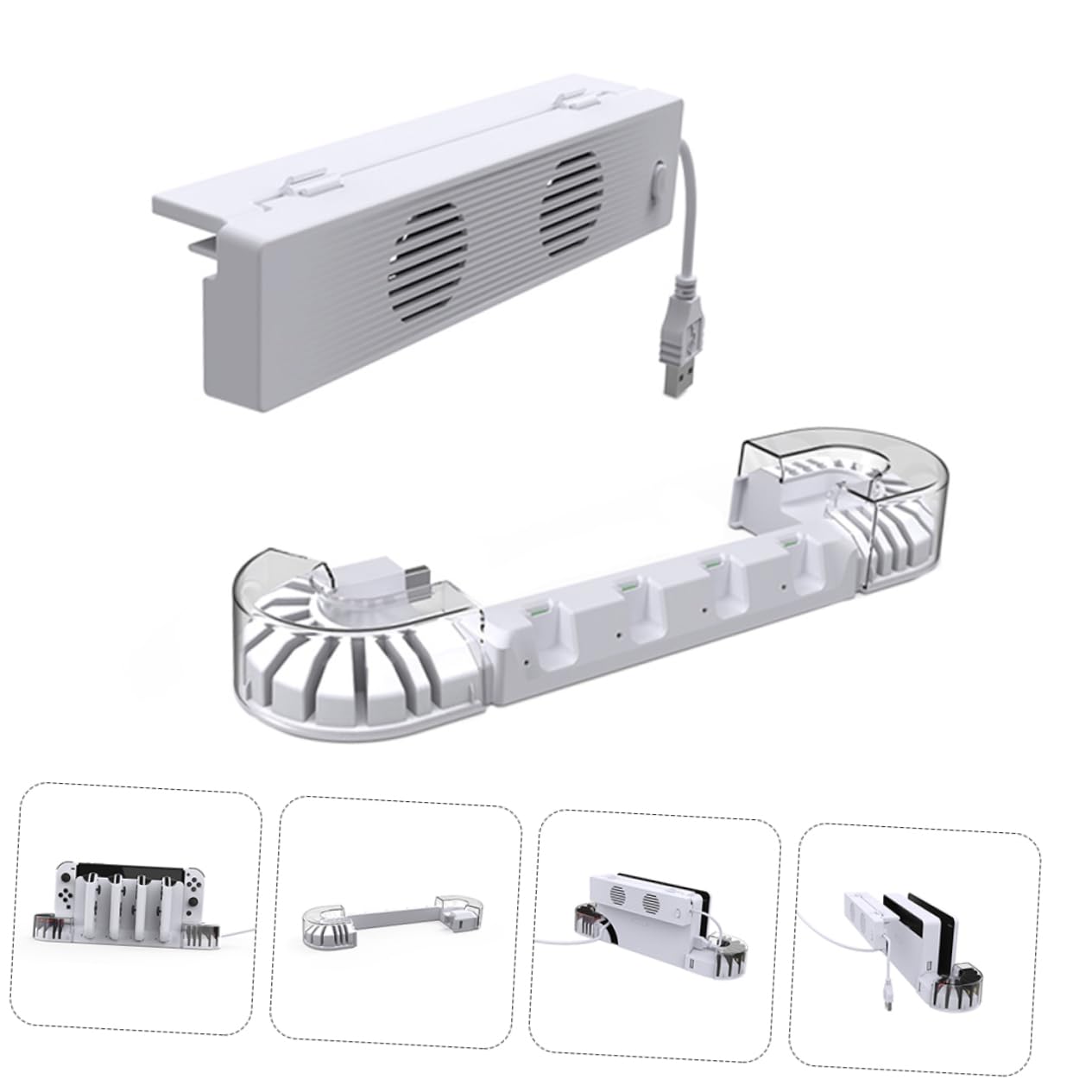 Didiseaon Base de Carga para Mando Compatible con Consola Switch Enfriador de Aire para Consola y Ventilador para Mando Izquierdo y Derecho Incluye Almacenamiento para Tarjetas