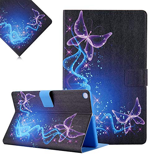 LCHDA Case for Samsung Galaxy Tab A 10.1 Inch 2019 (SM-T510 / T515), Painted PU Leather Case, Lightweight Smart Cover, Folding, Stand, Magnetic Protective Case with Auto Sleep/Wake - Purple Butterfly