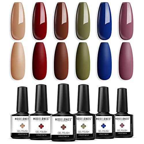 modelones Spring 6 Colors Nail Polish Set, 2025 Pink Blue Yellow Glitter Nail Polish Salon DIY Manicure Kit