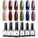 Modelones Gel Nail Polish Set - Glitter Red Grey Nude Colors Nail Art Gift Box, Soak Off UV LED Nail Varnish Manicure 6PCS 0.33 OZ