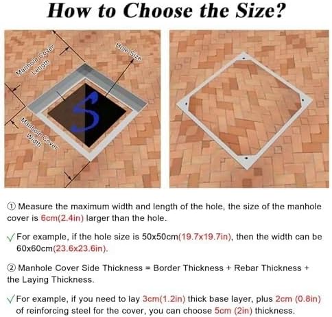 Stainless Steel Drainage Grate with Inspection Cover for Driveways, Patios, and Pavers – Hidden Square Metal Septic Tank Lid and Frame, and Stylish Design