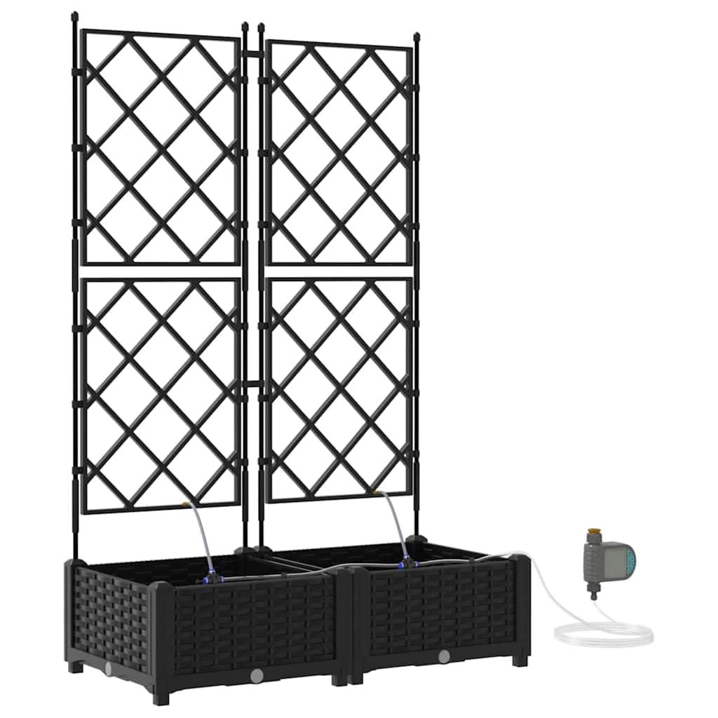 Doniczka ogrodowa 2 szt Czarny Z tworzywa sztucznego Samonawadniajaca Nowoczesna Donica Zewnetrzna z Systemem Nawadniania Do Ogrodu Tarasu Balkonu 80x40x126 cm