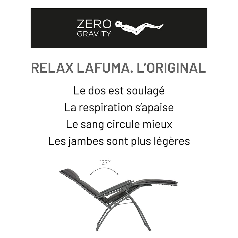 LAFUMA MOBILIER Fotel rozkładany, regulowany i składany, model: RT 2, Velio, kolor: Fonte, 87 x 68 x 114 cm, LFM4027-9149