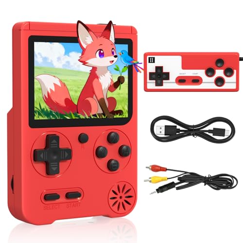 Handheld Game Console, Preloaded 500 Retro Video Games, Portable Game Player with Rechargeable Battery 3.0\" LCD Screen, Support for TV and Two Players, Suitable for Boys and Girls (Red)