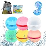 Velrithia 6 Stück Wasserbomben Wiederverwendbar & 1 Mesh Bag,Magnet Selbstschließend Wiederverwendbar Schnell Wiederbefüllbare Silikon Wasserbomben Für Kinder, Erwachsene, Outdoor,Familienaktivitäten