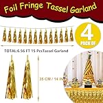 4P Gold Foil Fringe Tassel Banner Garland Metallic Tinsel Streamers Wall Hanging Curtain Backdrop Banner for Parade Floats, 2024 Graduation Decorations, Wedding Party Decoration - Image 2