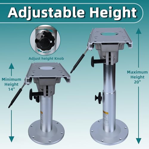Boat Seat Pedestal,13-19 Inch Adjustable Height Locking Swivel Boat Seat Pedestals and Bases,9" Base,2-7/8”Post,Anti-Wobble Aluminum Marine Seat Mount for Pontoon Bass Jon Fishing Boat Chair,Base Only - Image 3