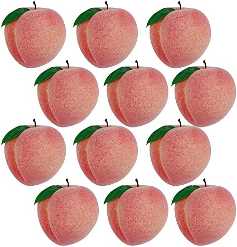 Happy Trees 12pcs Artificial Peach Simulation Fruit for Home Kitchen Table Cabinet Party Décor Photography Props Food
