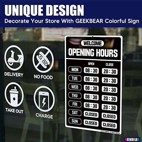 Geekbear Opening Hours Sign (01. Black) – Business Hours Sign - Store Hours Sign – Hours Of Operation Signs For Business – Open Sign With Hours – Store Or Office Hours Sign Changeable #TOP2