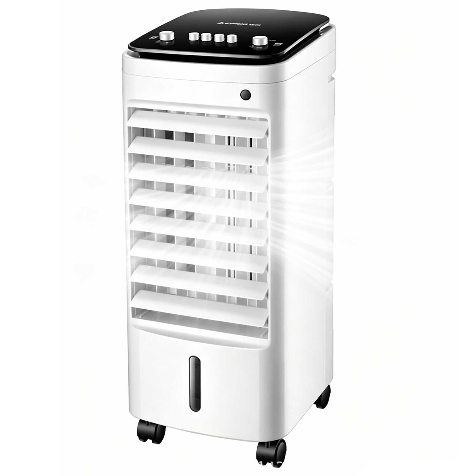 Climatizador Evaporativo, Aparatos Aire Acondicionado Portatil de 220 CFM con Flujo de Aire de Gran Angular de 120°, Depósito de Agua de 5 L, 3 Modos y Velocidades de Viento