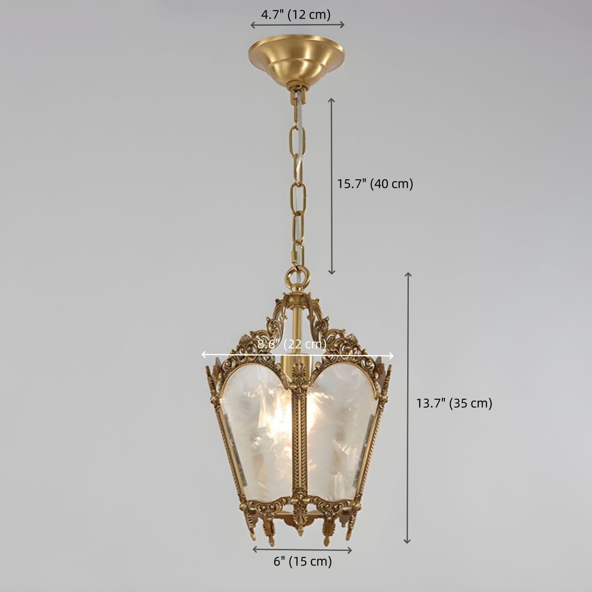 Gold Vintage Ceiling Pendant Light Antique Brass Hanging Lights Etched Glass Retro Pendant Light French Country Lantern Pendant Lighting for Kitchen Island Foyer Entryway