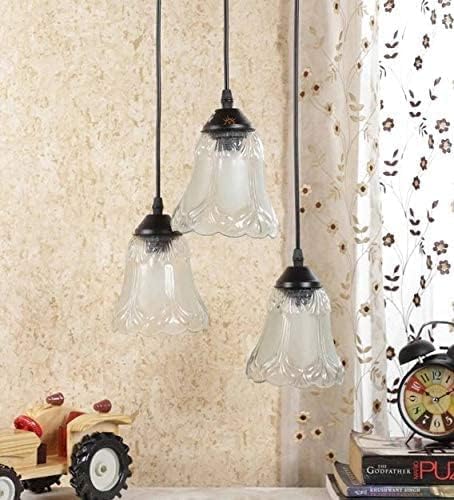 Image of Mahganya Glass 3-Light Jhumar, Ceiling Chandelier Pendant Light for Home Decoration, Hanging Lights for Living Room LED Lamp (002),Multicolor