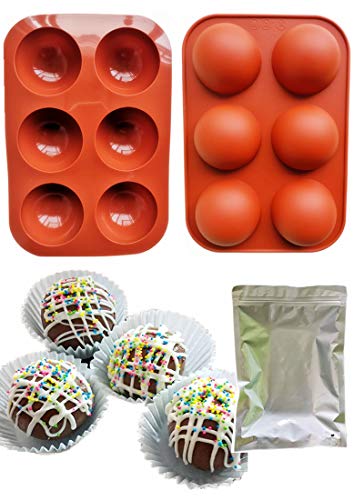 2 PCS (Small) 1.95 inch Small Half Hole Circle Semi Ball Chocolate Dessert Mold Silicone Cavity Globe Candy Mold Kitchen Baking Pan