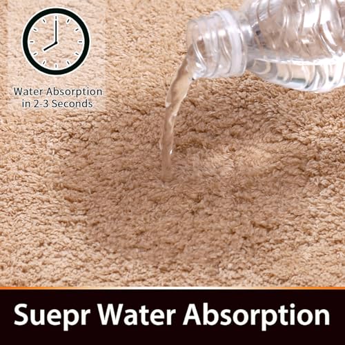 Rururug Bath Mat, Beige, Soft Microfibre Bathroom Mat, Bathroom Rug, Large 120 x 50 cm, Non-Slip, Washable - Image 4