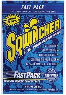 Sqwincher 015309-TC .6 Ounce Fast Pack Liquid Concentrate Packet Tropical Cooler Electrolyte Drink - Yields 6 Ounces (50 Single Serving Packets Per Box)