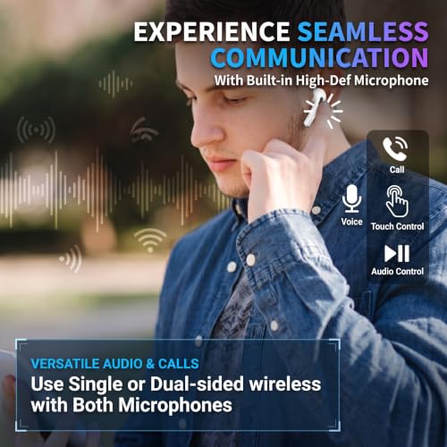 Image of Wireless Bluetooth Earbuds, ENC Noise Reduction, HD Stereo Sound, Gaming Earphones, Type-C Fast Charging, Smart Touch Control (Black)