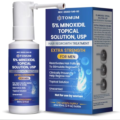 Men's 5% Minoxidil Hair Growth: Extra Strength Minoxidil Spray Hair Regrowth Treatment Serum Stop Hair Thinning and Hair Loss For Stronger Thicker Longer Hair Made in USA 60ml