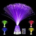 Playlearn 14” LED Fiber Optic Lamp with Remote - USB/Battery Powered – Color Changing Crystal Base – Fiber Optic Light Sensory Lamp