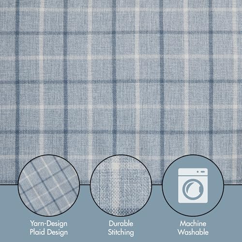 Image of Madison Park Anaheim Cabin Plaid Curtain Window, Thermal Insulated Fleece Lining, Living Room Decor Room Darkening Drape for Bedroom, 1-Single Panel Pack, 50x95, Rod Pocket & Back Tab, Denim Blue