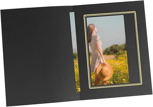 Miniatura 3 de Golden State Art, Paquete de 100 carpetas de fotos de 5 x 7 pulgadas, marco de fotos de cartón, tarjetas de papel para fotos, tarjetas de