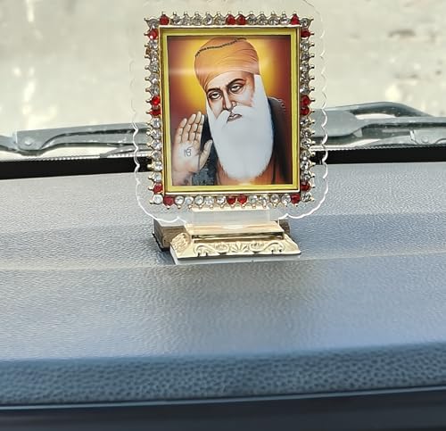 Santosh Jewellers Acrylic Guru Nanak Dev Car Idol, Religious Showpiece, 3 x 2.5 inches