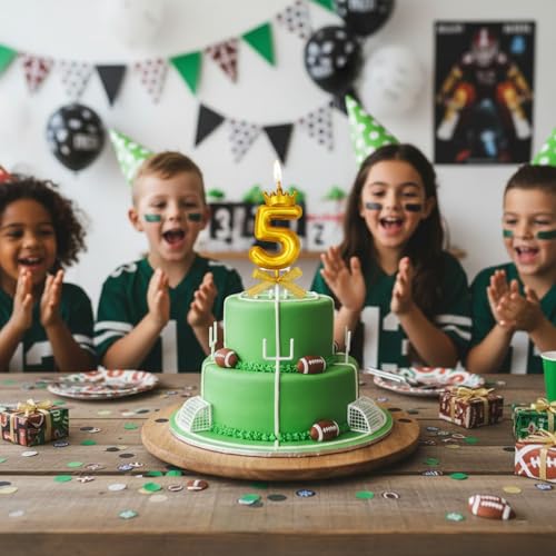 Image of Rozi Decoration Number 5 Birthday Candle for Cake with Crown Design | Gold Metallic Number Candle with Stick | Fifth Birthday Cake Topper for Baby, Kids and Party Celebration
