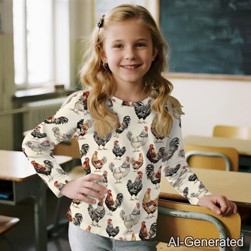 Image of Renewold Boys Girls Tees Kids T-Shirt Long Sleeve Crewneck T Shirts Casual Athletic Tops Clothing for Home School Travel