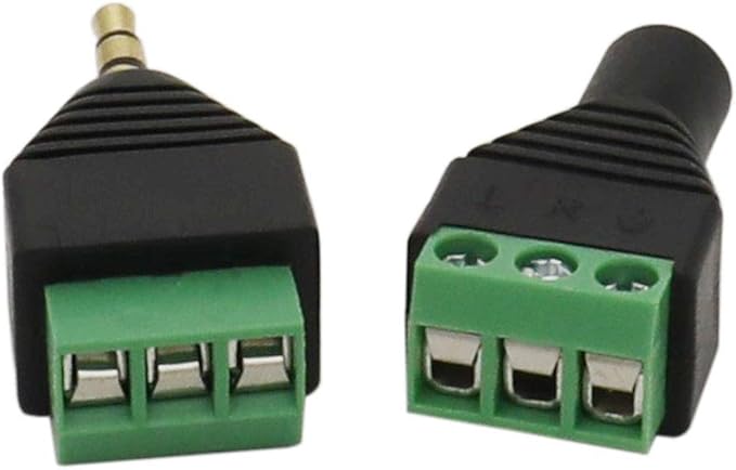 10 Piezas Adaptador Conector Terminal 3.5mm TRS Audio Video Macho/Hembra miniatura 3