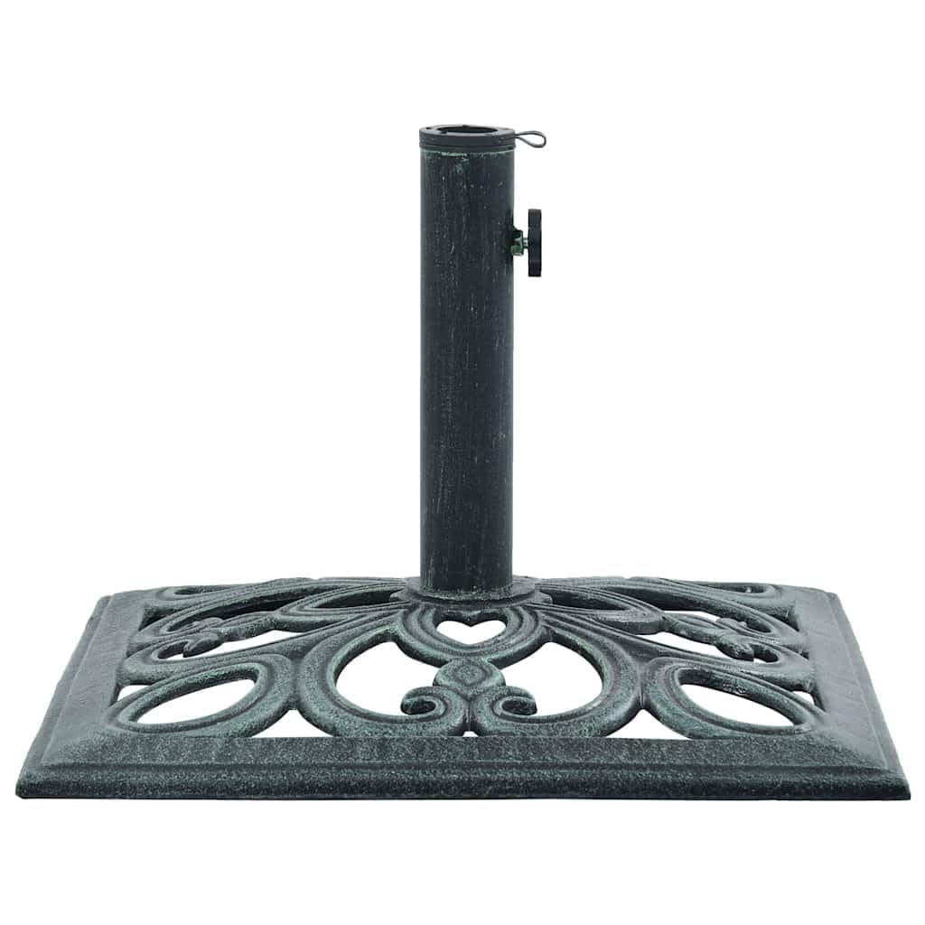 Stojak na parasol przeciwsłoneczny, zielony, żeliwo, 12 kg, 49 cm, z adapterem do drążków parasoli 35, 38, 48 mm, na balkon, taras, do ogrodu, stabilna podstawa
