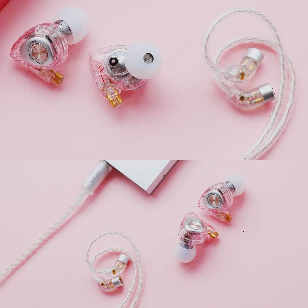 Promo Discount Up To 70% Off SIMGOT EM2 High-Res in-Ear Monitor Headphones with 1BA+1DD Hybrid Balanced Armature Driver, Noise-Isolating IEM Earphones with Detachable Cable, Professional Musician Headset with HiFi Earbuds (Pink)