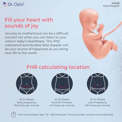 Image of Dr. Odin AD51B Fetal Doppler with LCD Display & Built-in Speaker, Portable Baby Heartbeat Monitor for Home Use
